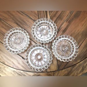 Vintage 4 hobnail glass candleholders in perfect condition.